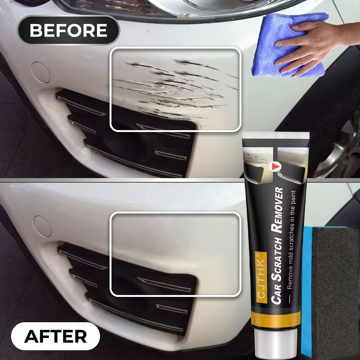 Segurecar Car Scratch Remover Kit | 100ml Polishing Paste with Sponge & Microfiber Towel