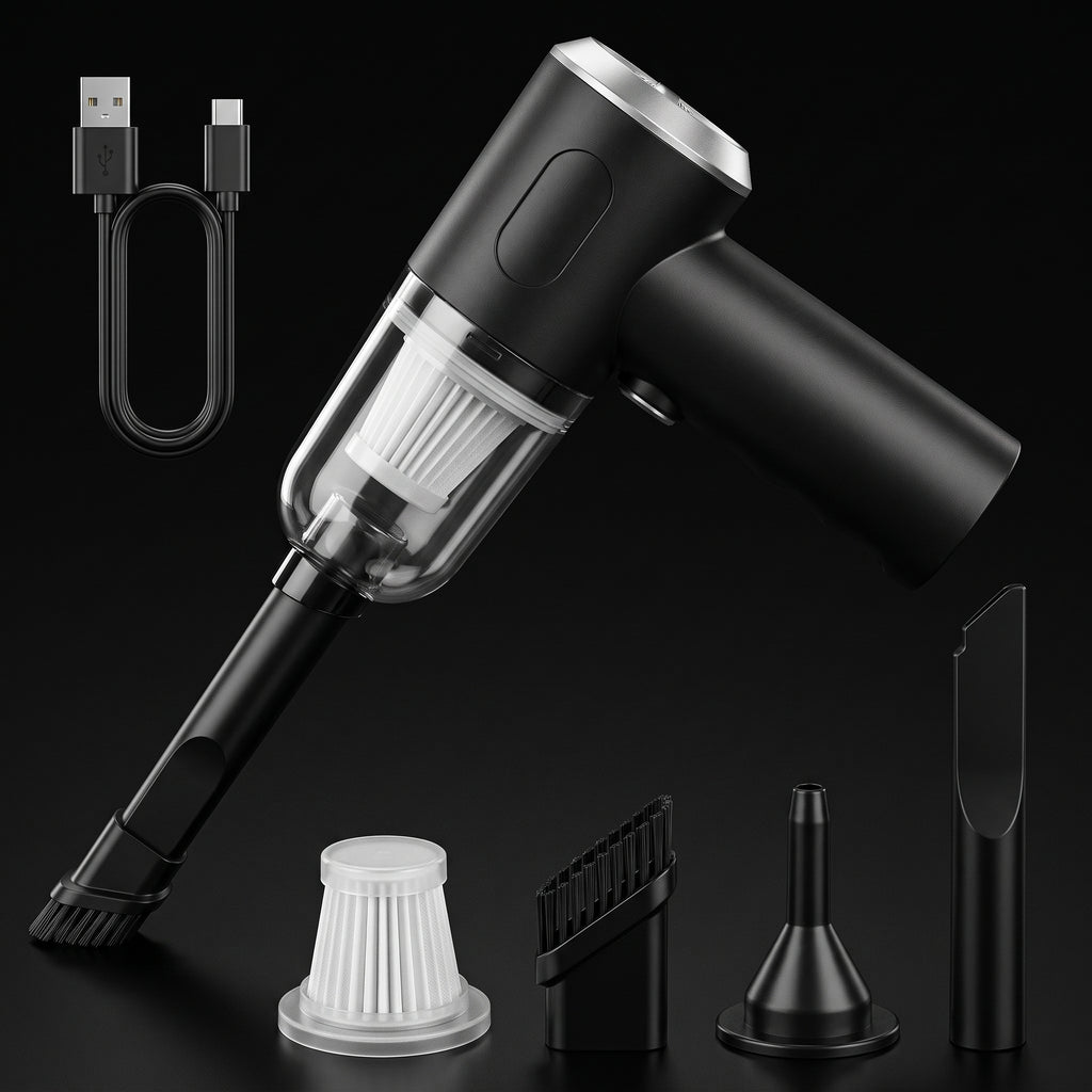 Segurecar Cordless Handheld Car Vacuum | Rechargeable Mini Vacuum with 3 Nozzles