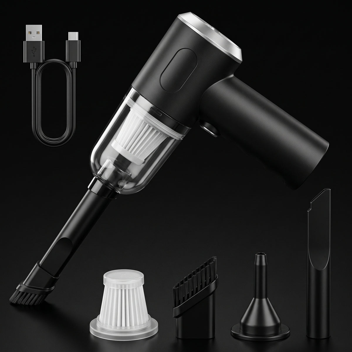 Segurecar Cordless Handheld Car Vacuum | Rechargeable Mini Vacuum with 3 Nozzles